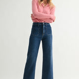 Birdie Patch Pocket Wide Legs in Dark Denim