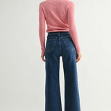 Birdie Patch Pocket Wide Legs in Dark Denim