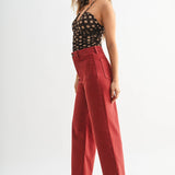 Birdie Patch Pocket Wide Legs in Burgundy
