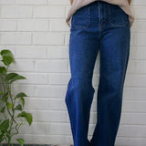 Birdie Patch Pocket Wide Legs in Dark Denim
