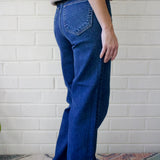 Birdie Patch Pocket Wide Legs in Dark Denim