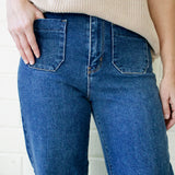 Birdie Patch Pocket Wide Legs in Dark Denim