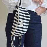 Cotton Fanny Pack in Black Stripes