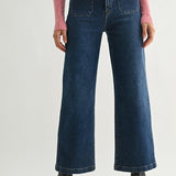 Birdie Patch Pocket Wide Legs in Dark Denim