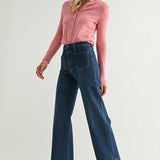 Birdie Patch Pocket Wide Legs in Dark Denim
