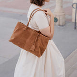 Irene Vegan Suede Shoulder Bag in Chocolate