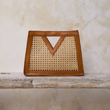 Raina Cane Weave Rattan Triangle Handbag