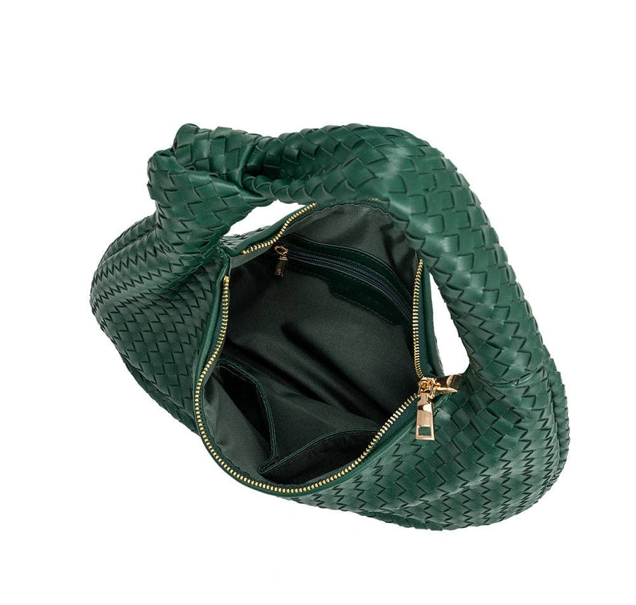 Brigitte Large Recycled Vegan Shoulder Bag in Green