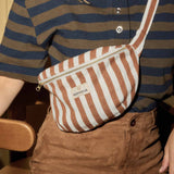 Cotton Fanny Pack in Mocha Stripe