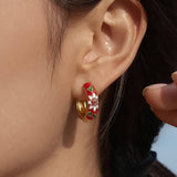 Isabeau Hoop Earrings in Red