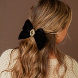 Rose Pendant Bow Barrette