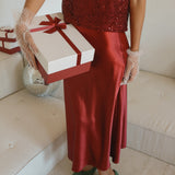 Anastasia Slip Skirt in Wine