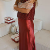 Anastasia Slip Skirt in Wine