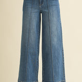 Collins Pintucked Wide Leg Jeans