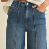 Collins Pintucked Wide Leg Jeans