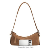 Valeria Recycled Vegan Suede Shoulder Bag in Chocolate