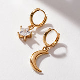 Lunar Contrast Mismatched Huggie Hoops
