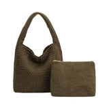 Johanna Recycled Vegan Suede Shoulder Bag in Pine