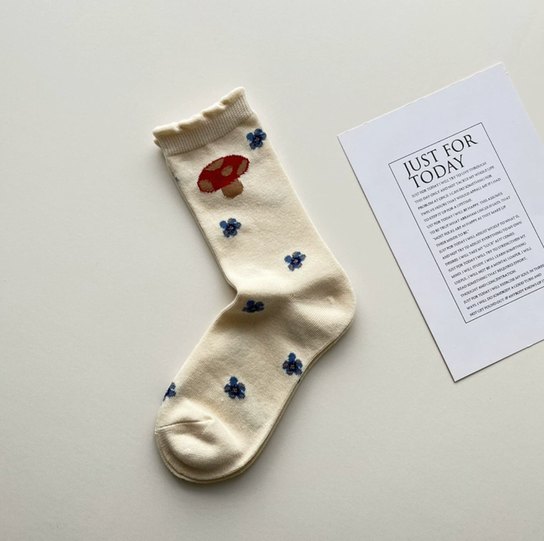 Mushroom Flower Socks