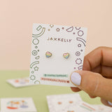 Rainbow Heart Flat Back Kids Earrings