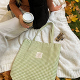 Sage Gingham Tote