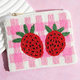 Strawberry Beaded Coin Purse