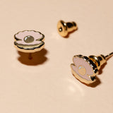 Oyster Pearl Enamel Stud Earrings