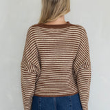 Piper Cardigan in Brown Mini Stripe