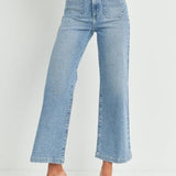 Just Black Birdie Patch Pocket Wide Legs in Light Denim