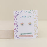 Rainbow Heart Flat Back Kids Earrings