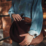 Dans le Sac Corduroy Crescent Bag in Espresso