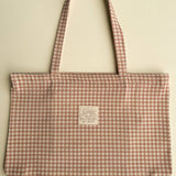 Chai Gingham Wide Tote