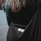 Dans le Sac Corduroy Crescent Bag in Espresso