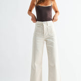 Birdie Patch Pocket Wide Legs in Cream
