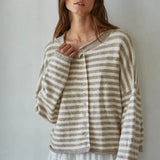 Klara Cardigan in Taupe Stripe