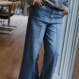 Collins Pintucked Wide Leg Jeans