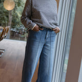 Collins Pintucked Wide Leg Jeans