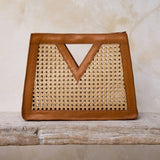 Raina Cane Weave Rattan Triangle Handbag