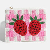 Strawberry Beaded Coin Purse