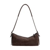 Valeria Recycled Vegan Suede Shoulder Bag in Chocolate