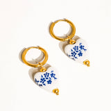Ceramic Floral Heart Earrings