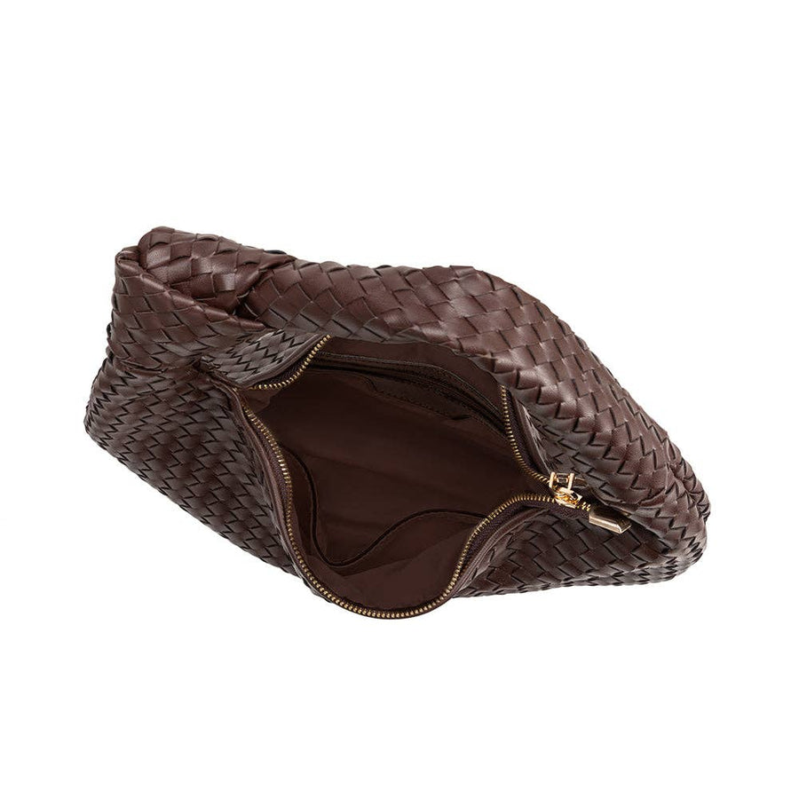 Brigitte Large Recycled Vegan Shoulder Bag in Espresso
