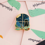 Cat Window Enamel Pin