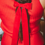 Velvet Long Bow Barrette