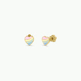 Rainbow Heart Flat Back Kids Earrings