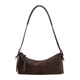 Valeria Recycled Vegan Suede Shoulder Bag in Chocolate