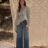 Collins Pintucked Wide Leg Jeans