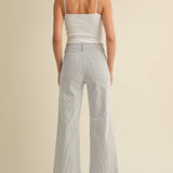 Birdie Patch Pocket Wide Legs in Stripe