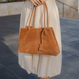 Irene Vegan Suede Shoulder Bag in Chocolate