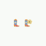 Western Boot Flat Back Kids Earrings